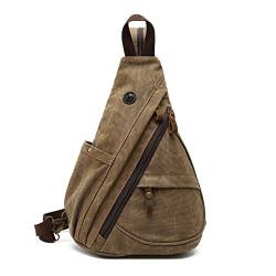 FANDARE Retro Brusttasche Sling Bag Herren Rucksack Damen Schulranzen Schulrucksack Schultertasche Umhängetasche Rucksack Sporttasche für Schule Freizeit Reise Business Joggen Braun von FANDARE