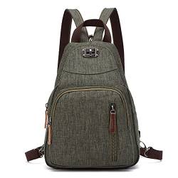 FANDARE Retro Brusttasche Sling Bag Klein Rucksack Schulranzen Umhängetasche Schulrucksack Sporttasche für Damen Herren Pendeln Schule Freizeit Reise Daypacks Dauerhaft Polyester Armeegrün von FANDARE