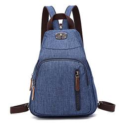 FANDARE Retro Brusttasche Sling Bag Klein Rucksack Schulranzen Umhängetasche Schulrucksack Sporttasche für Damen Herren Pendeln Schule Freizeit Reise Daypacks Dauerhaft Polyester Navy blau von FANDARE