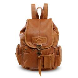 FANDARE Retro Rucksäcke Schulrucksack Schultasche Wasserdicht Schulranzen Damen Herren Teenager Backpack Tagesrucksack Reise Daypacks für Uni Büro Alltag Freizeit Campus Wandern Dauerhaft Licht Braun von FANDARE