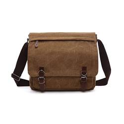 FANDARE Retro Umhängetasche Herren Segeltuch Arbeitstasche Messenger Bag Schultertasche passen 12,9-Zoll-Laptop Herrentasche Umhängen für Reise Schule Hochschule Arbeit Outdoor Schulranzen Braun von FANDARE