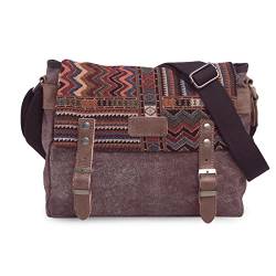 FANDARE Retro Umhängetasche für Männer/Frauen Business Crossbody Bag Outdoor Reise Camping Große Kapazität Umhängetasche Atmungsaktiv Leinwand, braun, L, Freizeitrucksack von FANDARE