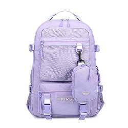 FANDARE Rucksack Schulrucksack Rucksäcke Schüler Schultasche Junge Mädchen Schulranzen mit Federmäppchen Jugendliche Casual Daypacks für Schule Uni Büro Reise Alltag Freizeit Party Campus Lila von FANDARE