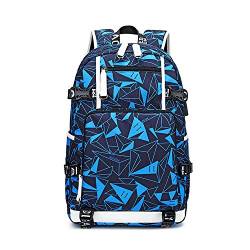 FANDARE Rucksäcke Laptop Schulrucksack Junge Schultasche Mädchen Schulranzen mit USB Reise Tagesrucksack Teenager Daypacks für Herren Damen Uni Büro Alltag Freizeit Campus Wandern Polyester Blau B von FANDARE