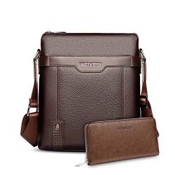 FANDARE Umhängetasche/Laptoptasche Herren, PU Schultertasche Herren, Business Reisetasche Büro Arbeitstasche passt 9,7 Zoll Tablets, Wasserdicht Messenger Tasche,mit Geldbörsen Tasche Braun A von FANDARE