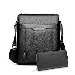 FANDARE Umhängetasche/Laptoptasche Herren, PU Schultertasche Herren, Business Reisetasche Büro Arbeitstasche passt 9,7 Zoll Tablets, Wasserdicht Messenger Tasche,mit Geldbörsen Tasche Schwarz A von FANDARE