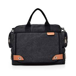 FANDARE Umhängetasche Herrentasche Segeltuch Schultertasche Lehrertasche Laptoptasche für 12.9 Zoll Notebook Kuriertasche Crossbody Messenger Bag Aktentasche für Schule Freizeit Reise Business Schwarz von FANDARE