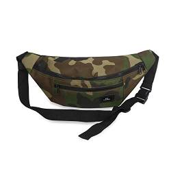 FANDARE Unisex Bauchtasche Hüfttasche Brusttasche Gürteltasche Sling Chest Bag für Herren Damen Schultertasche Fanny Pack Mädchen Junge Umhängetasche Sporttasche Wandern Reisen Schule Nylon Camo von FANDARE