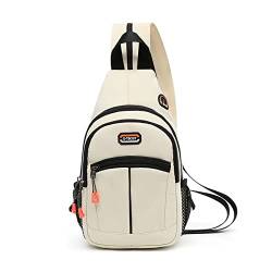 FANDARE Unisex Brusttasche Sling Bag Schulrucksack Sporttasche Herren Damen Schulranzen Umhängetaschen Crossover Rucksack Schultertasche für Outdoor Reisen Camping Wanderrucksäcke Daypacks Grau-weiß von FANDARE