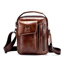 FANDARE Vintage Umhängetasche Herren Schultertaschen Leder Arbeitstasche Crossbody Messenger Bags Umhängetasche Handtasche Männerhandtasche Arbeit Outdoor Reise Wasserdicht Schulranzen Braun von FANDARE