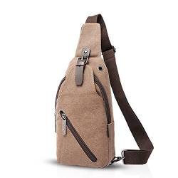 FANDARE Vintage Umhängetasche Sling Bag Schule Reisen Männer Frauen Messenger Rucksäcke Brustbeutel Sporttasche Travers Outdoor Canvas, kaki, L, Freizeitrucksack von FANDARE