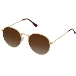 FANFUSUZI Sonnenbrille Damen Kleine runde polarisierte Sonnenbrille für Frauen Männer Klassische Vintage Retro Schatten UV400 (Gold Brown) von FANFUSUZI