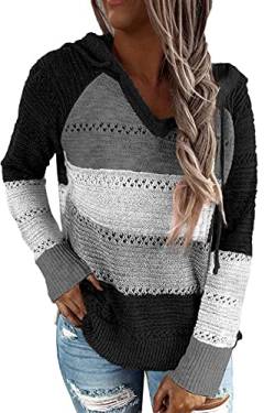 FANGJIN Damen Kleidung herbest Winter Pollover Sweaters Langarm hodies Sweatjack Frauen Pullover hellblau Kapuzenpullover Bekleidung Streetwear Longpullover für Damen Pullover Schwarz Tops XXL von FANGJIN