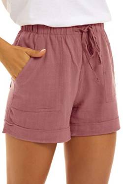 FANGJIN Shorts Damen Sommer Damen Elastische Hosen Taille Mit Taschen und Wide Leg Bottom Damen Konzert Shorts Kreuzfahrt Urlaub Essentials Petite Quick Dry Track Hose Blasses Rosa XL von FANGJIN