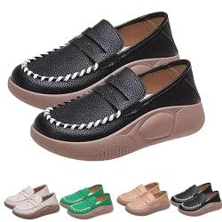 Liggici Slipper für Damen, Schlupfschuhe, Freizeit, Arbeit, Büro, elegant, weiche Sohle, reines Rindsleder, korrigierende Loafer, Schwarz , 41 EU von FANOIES