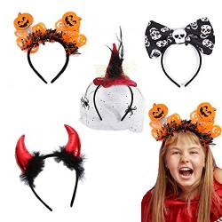 4STK Hexenhut Haarreif Set, Hexenhut Spinnennetz, Halloween Hexe Stirnband Spinnen Haarschmuck Kinder Damen Kopfbedeckung Zubehör für Gruselparty Karneval Fasching Walpurgisnacht Halloweendekoration von FANSEZQ