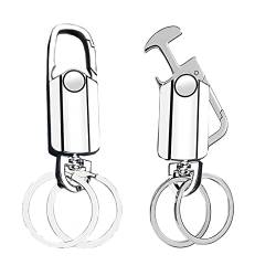 Auto-Schlüsselanhänger, Metall Autoschlüssel Ring, Multifunktionale Werkzeug Schlüsselhalter, Schlüsselanhänger mit 2 Schlüsselringen, Flaschenöffner Keychain, Mini-Outdoor-Tools, unisex (Silber) von FANSEZQ