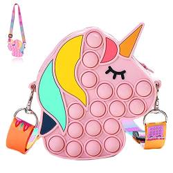 Umhängetasche Mädchen, Mini Taschen für Kinder, Einhorn-Crossbody-Tasche, Mädchen Tasche, Cartoon Umhängetasche, Kindergeldbörse, verstellbarer Schultergurt, lindert Angst, für Mädchen geeignet (rosa) von FANSEZQ