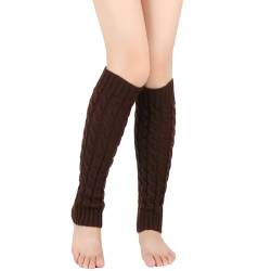 FANSU 2 Paar Stulpen Damen Leg Warmers Beinwärmer Frauen Winter Legwarmers Verdicken Bein Stulpen Mädchen für Tanz, Ballett, Fitness, Yoga (Braun,40 * 9CM) von FANSU