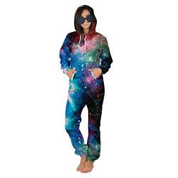 FANSU 3D Druck Unisex Jumpsuit, Herren Onepiece Jumpsuit jogger Kapuzenpullover Strampelanzug Adult Strampler Nachtwäsche Sweatshirt Strampler Weich Nachtwäsche (Star,L) von FANSU