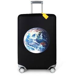 FANSU Elastisch Kofferhülle, Kofferschutzhülle Gepäckabdeckung mit Reißverschluss Reise Kofferhülle Gepäck Cover/Koffer Schutzhülle/Hülle für Reisekoffer (M(22~24 Zoll),Erde 1) von FANSU