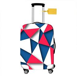 FANSU Elastisch Kofferhülle Kofferschutzhülle, Abstraktion Geometrisch für 18 bis 32 Zoll Reisekoffer Schutzhülle mit Reißverschluss, Elasthan, Waschbar Gepäckabdeckung (Blau-rot,M(22-25in)) von FANSU
