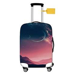 FANSU Elastisch Kofferhülle Kofferschutzhülle, Universum Stil Reisekoffer Schutzhülle mit Reißverschluss, Elasthan, Waschbar Gepäckabdeckung - 18 bis 32 Zoll (L(26-28in),Rot) von FANSU