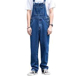 FANSU Herren Jeans Latzhose Overall, Arbeitshosen Lange Jeanshose Retro Denim Arbeitslatzhose Jumpsuit Destroyed Ripped Multifunktion Hose Arbeitskleidung (Navy blau,3XL) von FANSU