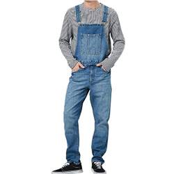 FANSU Herren Jeans Latzhose Overall, Arbeitshosen Lange Jeanshose Retro Denim Arbeitslatzhose Jumpsuit Destroyed Ripped Multifunktion Hose Arbeitskleidung (Navy blau,M) von FANSU