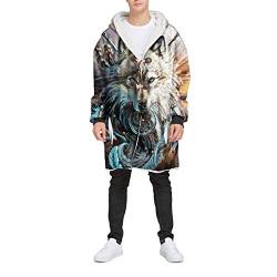 FANSU Kapuzenpullover Decke mit Kapuze 3D Hoodie Sweatshirt Tragbare, Ultra Plüsch Pullover Weiche Riesen Hoodie Fronttasche Erwachsene Männer Jugendliche (Federwolf,XL) von FANSU