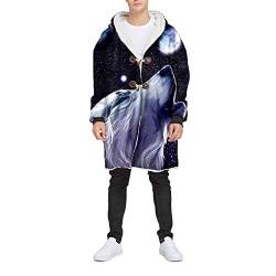 FANSU Kapuzenpullover Decke mit Kapuze 3D Hoodie Sweatshirt Tragbare, Ultra Plüsch Pullover Weiche Riesen Hoodie Fronttasche Erwachsene Männer Jugendliche (Wolfsruf,XXL) von FANSU