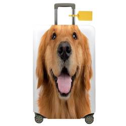 FANSU Kofferhülle Kofferschutzhülle, Süßer Hund Druck Elastisch Reisekoffer Schutzhülle mit Reißverschluss, Waschbar Gepäckabdeckung - 18 bis 32 Zoll (Golden Retriever,L(26-28in)) von FANSU