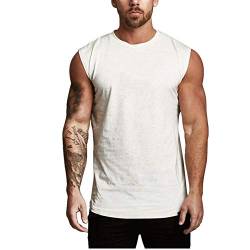 FANSU Sommer Muskelshirt, Herren Sommer Freizeit Slim Sport Tank Top Ärmellos Muskelshirt für Training Gym Fitness Tops (L,Weiß) von FANSU