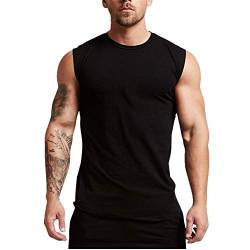 FANSU Sommer Muskelshirt, Herren Sommer Freizeit Slim Sport Tank Top Ärmellos Muskelshirt für Training Gym Fitness Tops (XL,schwarz) von FANSU