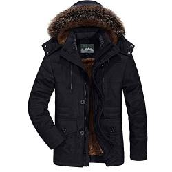 FANSU Steppjacke Herren mit Kapuze, Männer übergangsjacke Outdoor Leicht Casual Herbst Mantel Reißverschluss Winterjacke Winddicht Daunenjacke Gepolstert Freizeitjacke (Schwarz,XXL) von FANSU