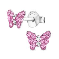 Damen Mädchen Kinder 925 echt Silber Ohrstecker Ohrringe Schmetterlinge pink (K111o Ohrstecker/rosa) von FANTASTIC NAILS COSMETIC COLLECTIONS