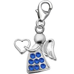 Mädchen Schutz-Engel Charm echt 925 Sterling Silber mit Zirkonia von Swarovski A98d blau von FANTASTIC NAILS COSMETIC COLLECTIONS