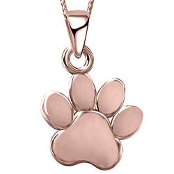 Mädchen lange Hunde Pfoten Halskette mit Anhänger echt 925 Sterling Silber Pfötchen Tatze Geschenk Idee A112 Rosegold + Organzabeutel 50cm von FANTASTIC NAILS COSMETIC COLLECTIONS