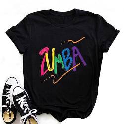 Frauen Zumba Athletic Rundhalsausschnitt Kurzarm Grafik Bedrucktes T-Shirt Tanz Workout Top Casual Tee Dame Slim Fit von FANXUS