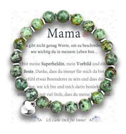 FAOMZQ Mama Geschenk, Perlenarmband Geschenke für Mutter, Afrikanischer Türkis Armband Schmuck für Beste Mama zum Muttertag Geburtstag Weihnachten, Grün von FAOMZQ