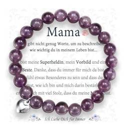 FAOMZQ Mama Geschenk, Perlenarmband Geschenke für Mutter, Amethyst Armband Schmuck für Beste Mama zum Muttertag Geburtstag Weihnachten, Lila von FAOMZQ
