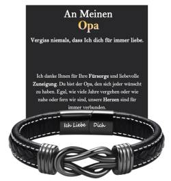 FAOMZQ Opa Geschenk, Lederarmband mit Gravur für Großvater, Ich Liebe Dich Armband Geschenke zum Vatertag Geburtstag Weihnachten von FAOMZQ