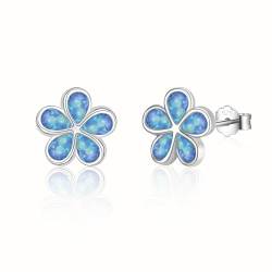 FAOMZQ Opal Ohrringe Blumen Blauer, Blumen Silber 925 Sterling 11mm Ohrstecker Schmuck für Damen Mädchen von FAOMZQ