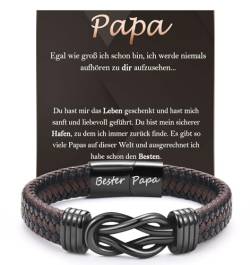 FAOMZQ Papa Geschenk, Lederarmband mit Gravur für Vater, Bester Papa Armband Geschenke zum Vatertag Geburtstag Weihnachten von FAOMZQ