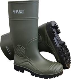 PVC Baustiefel Arbeitsstiefel S5 Sicherheitsstiefel Gummistiefel Stahlkappe S5-Olive-39 von FARUS