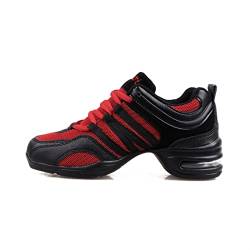 FARZAH Tanz-Sneaker for Damen, Jazz-Schuhe – Ballsaal-Turnschuhe for den Außenbereich, Geteilte Sohle, Leichter, atmungsaktiver Damen-Plateauschuh (Color : Red, Size : 40 EU) von FARZAH