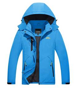 FASBUCO Damen Outdoor Wasserdicht Regenjacke Jacke Leichte Übergangsjacke Winddichte Jacke Atmungsaktiv Windbreaker-Kapuzenjacke,Blau,M von FASBUCO