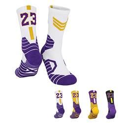 Nr. 23 Sportsocken, bequem, gepolstert, Basketball, atmungsaktiv, Kompression, Laufen, Sportsocken, 4er-Pack, mehrfarbig, M von FASECKS