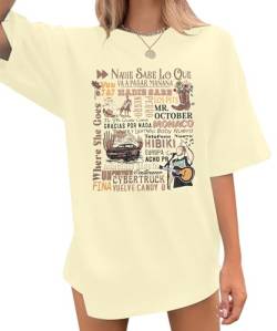 FASHGL Bad Bunny T-Shirt für Damen, Nadie Sabe Lo Que, Buchstaben-Shirt, lustiges Konzert-Grafik-T-Shirt, Bad Bunny Fan, Geschenk, Oberteil, aprikose, Mittel von FASHGL