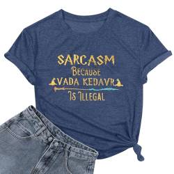 FASHGL Magisches T-Shirt für Damen, lustig, Sarcasmus, Buchstabe, Grafik, lässig, Urlaub, Magie, Schule, kurzärmeliges Oberteil, Blau, Mittel von FASHGL